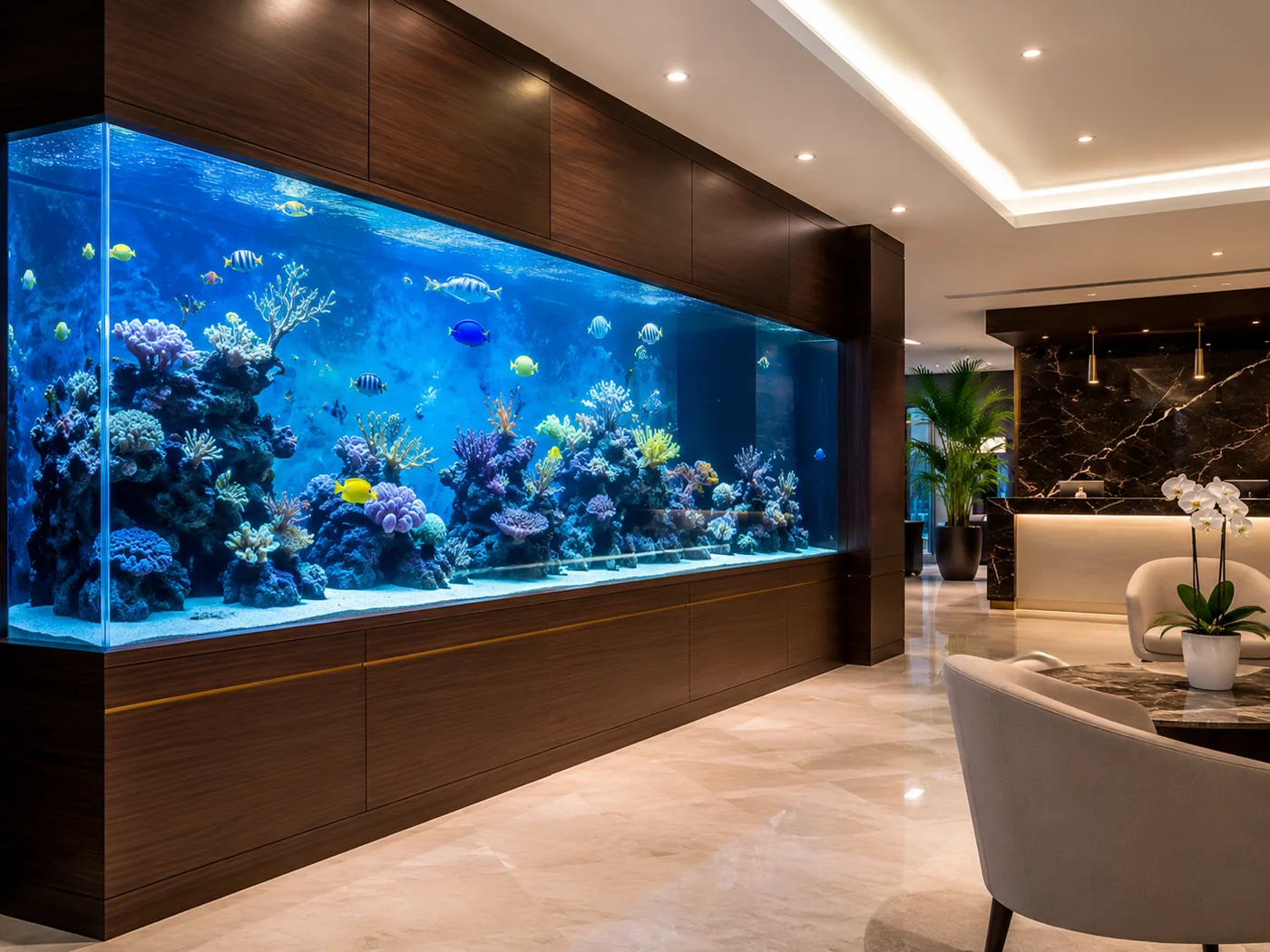 Commercial aquarium setup