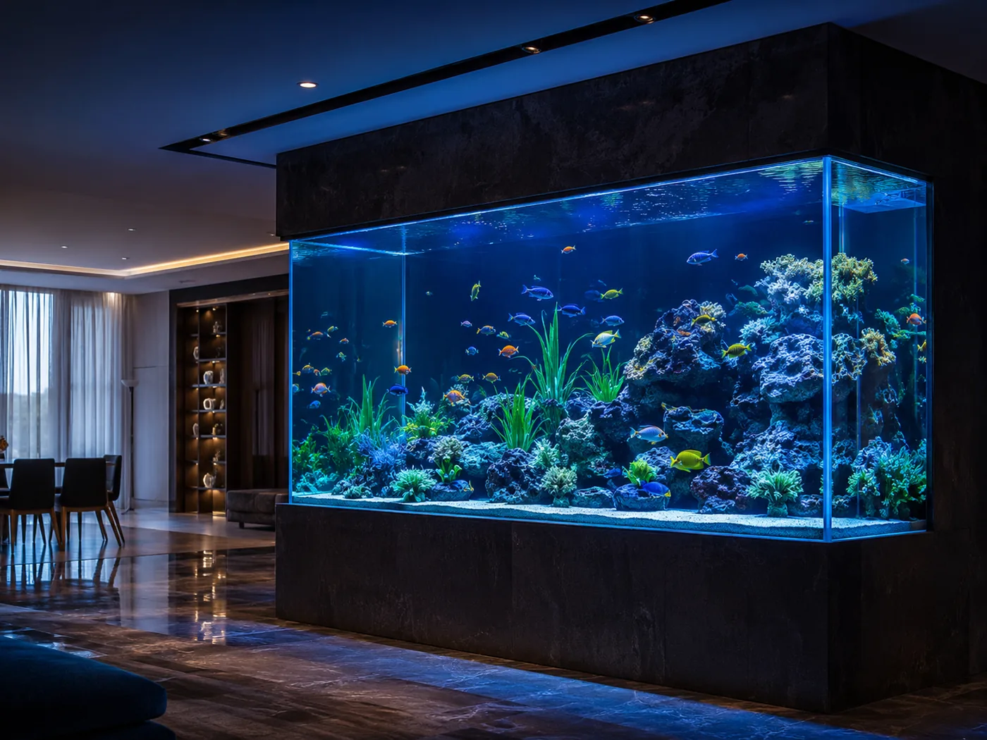 Custom glass aquarium design