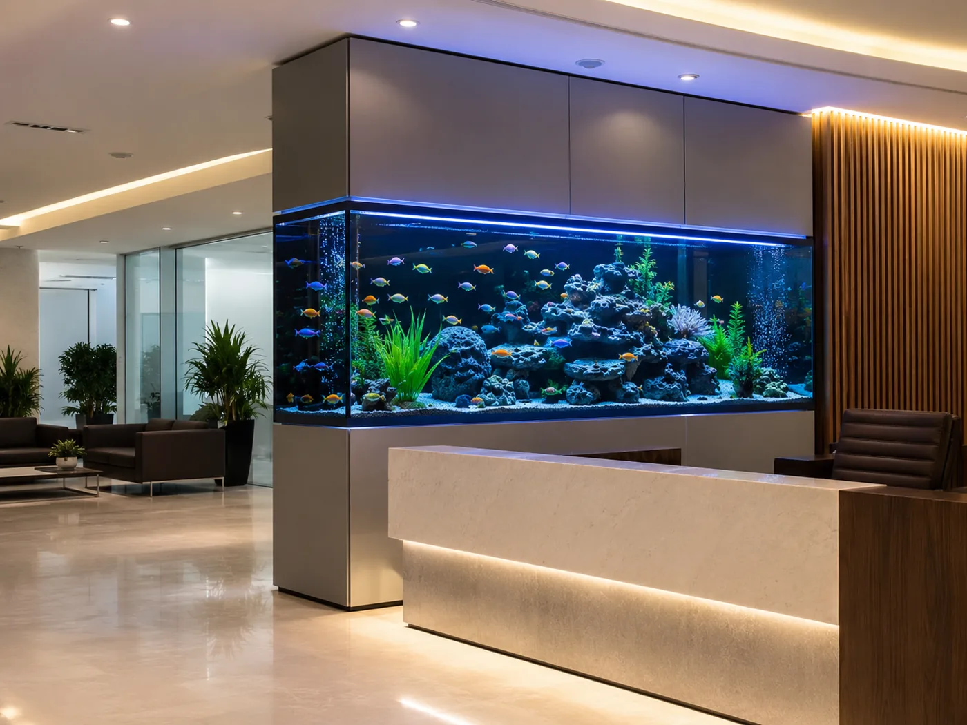 Office reception aquarium tank
